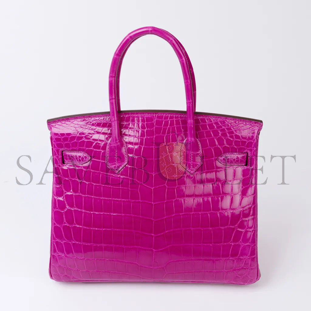 HERMÈS MASTER BIRKIN 30 CROCODILE LEATHER HOT PEACH SILVER BUCKLE H041354CK03 (30*22*15cm)